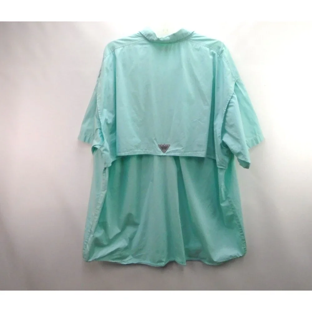 Columbia PFG Bonehead Shirt XXL Men Teal Short Sleeve Fishing Vented Relaxed Fit - Picture 8 of 9